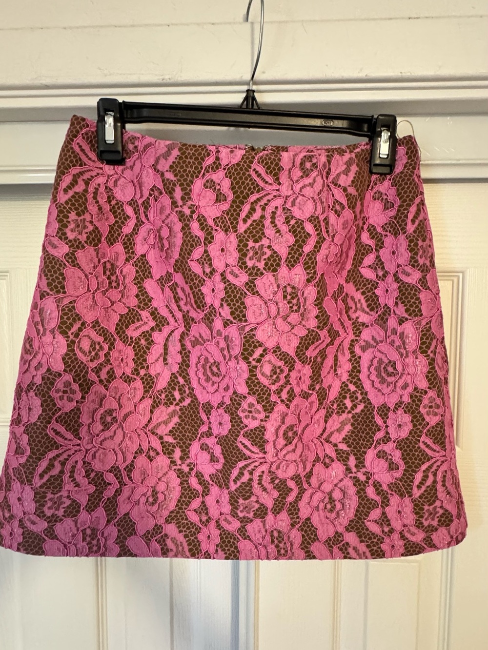 Pink Floral Lace A-Line Skirt